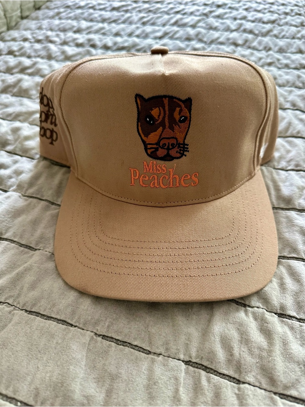 Miss Peaches Khaki Embroidered Hat - Adopt Don’t Shop